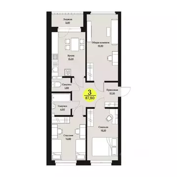 3-к кв. Ставропольский край, Ставрополь Лесная ул., 204 (87.8 м)