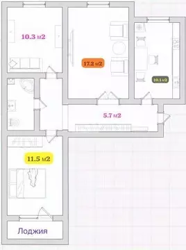 3-к кв. Омская область, Омск просп. Комарова, 3 (63.1 м)
