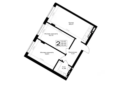 2-к кв. Калининградская область, Гурьевск Включи жилой комплекс (65.29 ...