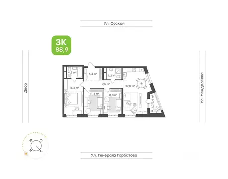 3-к кв. Башкортостан, Уфа Зеленая Роща жилрайон, Конди-Нова жилой ...