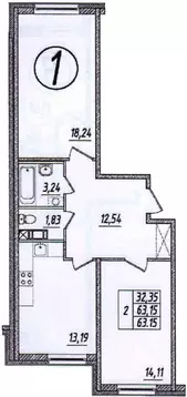 2-к кв. Ленинградская область, Всеволожский район, Кузьмоловский пгт ...