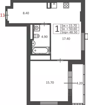 1-к кв. Москва 3-я Прядильная ул., 10 (48.5 м)
