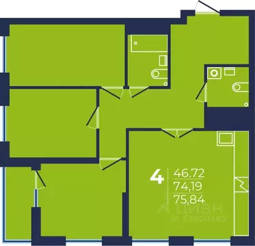 4-к кв. Башкортостан, Уфа ул. Майора Доставалова, 1 (75.84 м)