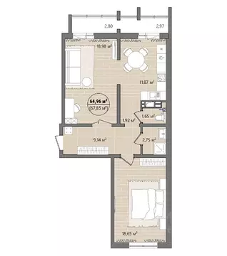 2-к кв. Челябинская область, Челябинск ул. Труда, 15 (70.86 м)