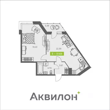 1-к кв. Архангельская область, Архангельск ул. Валявкина, 38 (51.63 м)