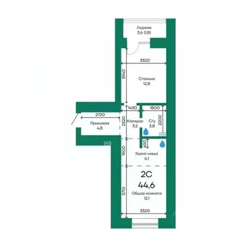 2-к кв. Алтайский край, Барнаул Просторная ул., 390к2 (44.6 м)