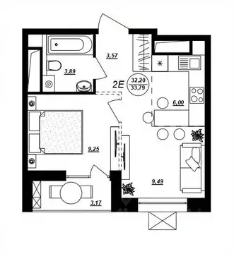 2-к кв. Хабаровский край, Хабаровск ул. Демьяна Бедного (33.79 м)