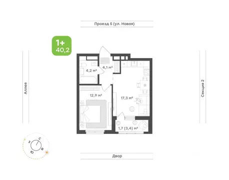 1-к кв. Свердловская область, Екатеринбург Академический мкр, 20-й ...