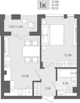 1-к кв. Калининградская область, Пионерский пос. Рыбное,  (35.52 м)