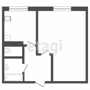 1-комнатная квартира: Тюмень, улица Коммунаров, 37 (30.1 м)