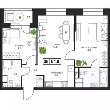 2-к кв. Московская область, Пушкино Пушкино Град жилой комплекс, к3 ...