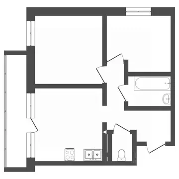 2-к кв. Тюменская область, Тюмень ул. Обдорская, 1к1 (59.6 м)