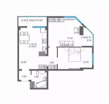 2-к кв. Крым, Ялта ул. Кирова, 155Ак1 (64.07 м)
