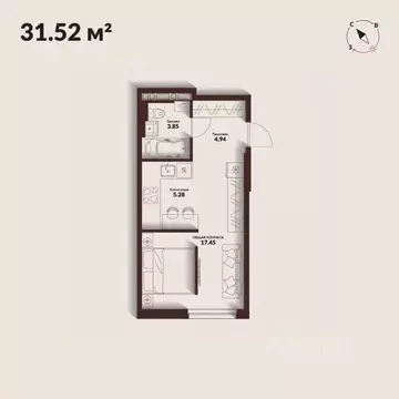 Студия Приморский край, Владивосток Каскада жилой комплекс (31.52 м)