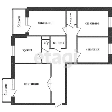4-комнатная квартира: Тобольск, 7-й микрорайон, 9 (78.3 м)
