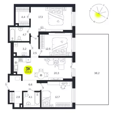 3-к кв. Свердловская область, Екатеринбург Южная Ботаника жилрайон, ...