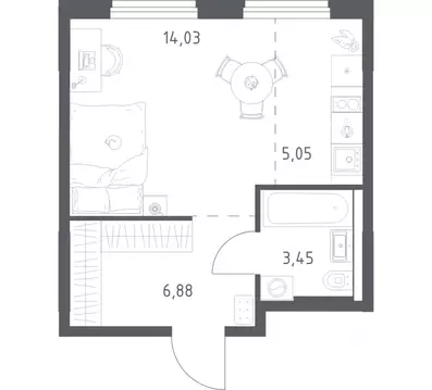 1-к кв. Башкортостан, Уфа ул. Минигали Губайдуллина, 8к9 (29.41 м)