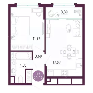 1-к кв. Тульская область, Тула ул. Купцов Гречихиных (40.07 м)