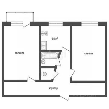 2-к кв. Тамбовская область, Тамбов ул. Уборевича, 5 (44.6 м)