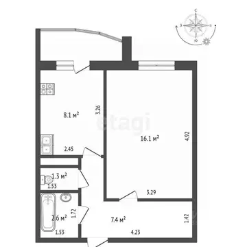 1-к кв. Тюменская область, Тюмень Антипино мкр, ул. Беловежская, 19 ...