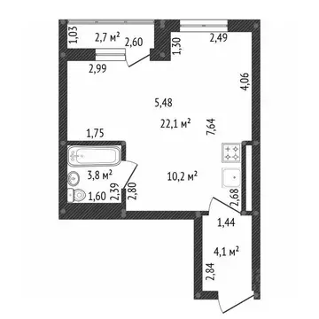 Студия Башкортостан, Уфа ул. Менделеева, 104 (40.2 м)
