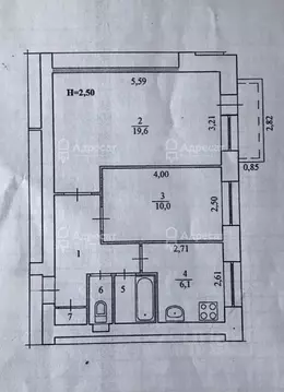 2-к кв. Волгоградская область, Волгоград Триумфальная ул., 6 (46.2 м)