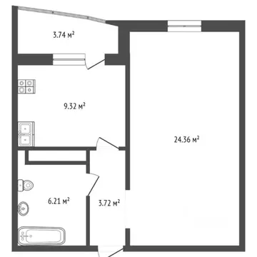 1-к кв. Тюменская область, Тюменский муниципальный округ, д. Дударева ...