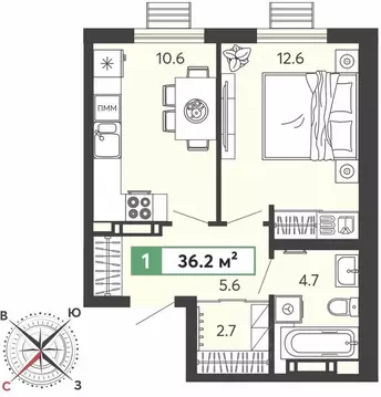 1-к кв. Пензенская область, Пензенский район, Засечный сельсовет, с. ...