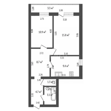 2-к кв. Башкортостан, Стерлитамак Коммунистическая ул., 75А (57.6 м)