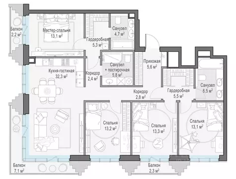 4-к кв. Москва Электрический пер., 1С21 (128.0 м)