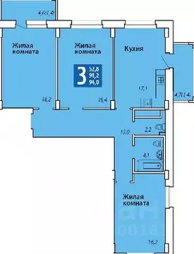 3-к кв. Чувашия, Чебоксары Гражданская ул., поз3 (94.0 м)