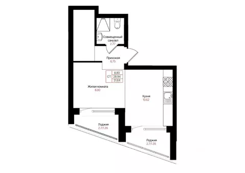 1-к кв. Татарстан, Казань Лето жилой комплекс (31.64 м)