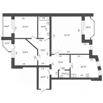3-к кв. Тюменская область, Тюмень ул. Московский Тракт, 88 (110.9 м)