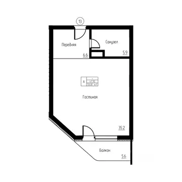 Студия Калининградская область, Светлогорск ул. Верещагина, 8 (53.3 м)