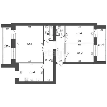 3-комнатная квартира: Стерлитамак, улица Артёма, 100 (85 м)