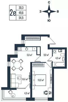 2-комнатная квартира: Владивосток, улица Тухачевского, 33к2 (54.5 м)