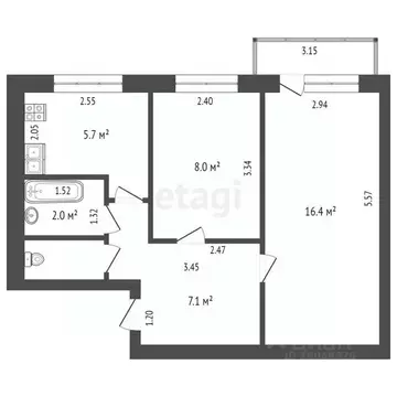 2-к кв. Московская область, Дмитров Комсомольская ул., 27 (40.4 м)