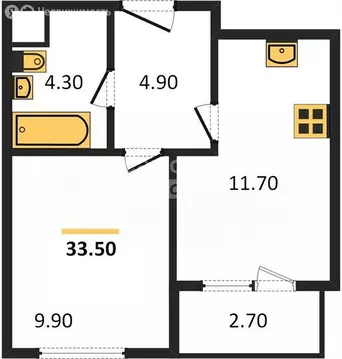 1-комнатная квартира: Ижевск, Воткинское шоссе, 83к2 (33.5 м)