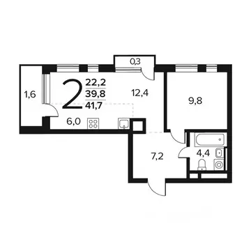 2-к кв. Москва Новые Ватутинки жилрайон, Заречный мкр,  (41.7 м)