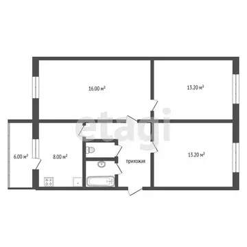 3-комнатная квартира: Ялуторовск, улица Карбышева, 13А (63.1 м)