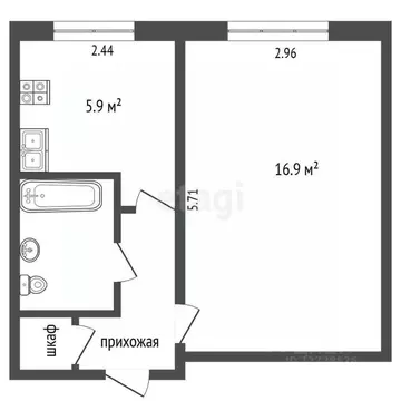 1-к кв. Калужская область, Калуга Молодежная ул., 11к1 (30.6 м)