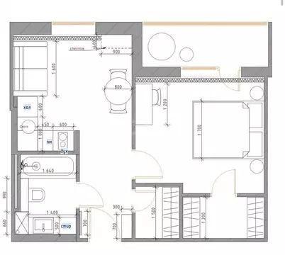 1-комнатная квартира: Новосибирск, Вилюйская улица, 1 (42 м)