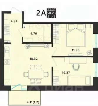 2-к кв. Псковская область, Псковский район, Завеличенская волость, д. ...