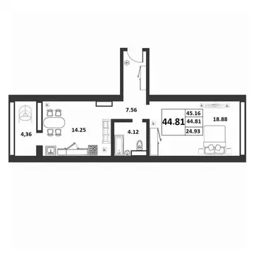 1-к кв. Новгородская область, Великий Новгород ул. Якова Павлова, 15 ...