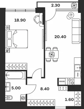 1-к кв. Тульская область, Тула ул. Фридриха Энгельса, 62 (56.6 м)