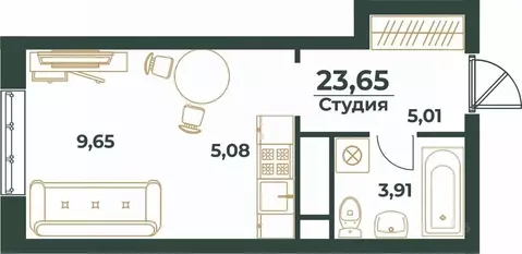 Студия Башкортостан, Уфа ул. Ивана Спатара (23.65 м)