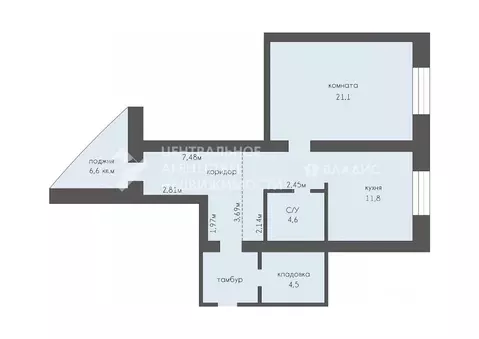 1-к кв. Рязанская область, Рязань ул. Маяковского, 49 (54.1 м)