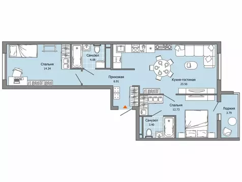 2-комнатная квартира: Ульяновск, микрорайон Юго-Западный, ЖК ...