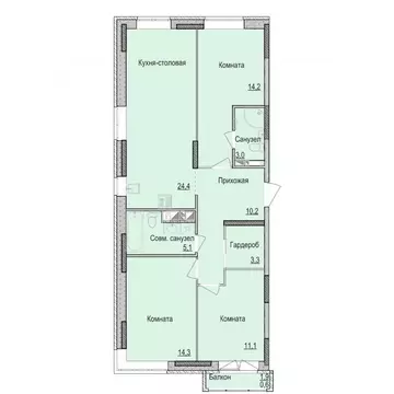 3-к кв. Удмуртия, Ижевск ул. Имени Репина, 35Ак3 (85.63 м)