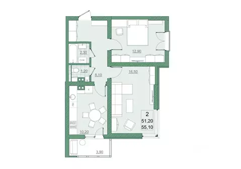 2-к кв. Саратовская область, Саратов просп. Героев Отечества, 7 (51.2 ...